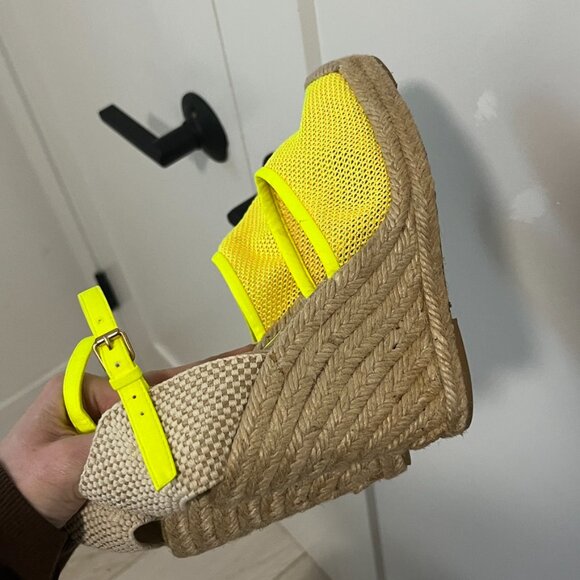 Stella McCartney Yellow Mesh Espadrille Wedge Heels Size 35 - Picture 7 of 7